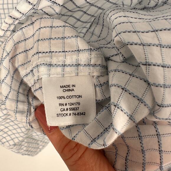 Johnston & Murphy Plaid Short Sleeve Button Up Shirt Size XL - Picture 3 of 6